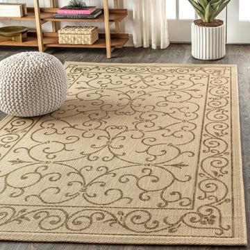 Charleston Vintage Filigree Textured Weave Indoor/outdoor Area Rug